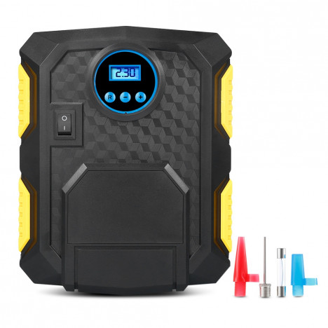 YY - 3609 DC 12V Portable Car Air Compressor Pump LED Emergency Light 4 Units Option 60s Quick Inflation BLACK