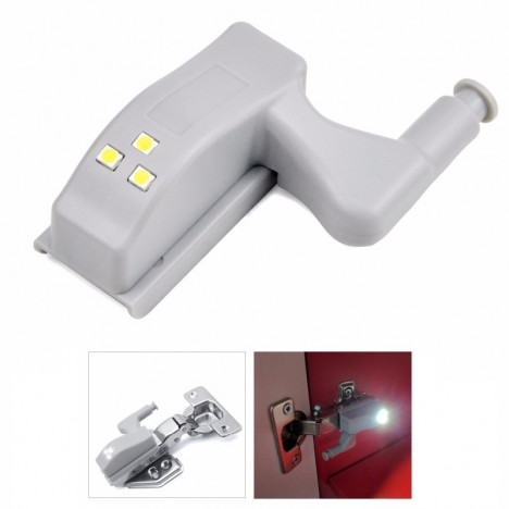 LED Cabinet Hinge Light Induction Cupboard Closet Wardrobe Night Lamp Home Kitchen Bedroom Living Room Lighting 1PC WHITE LIGHT