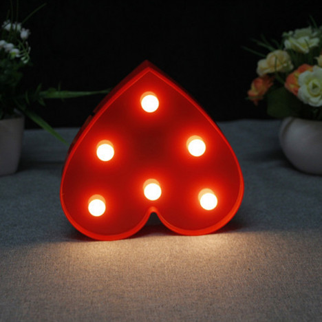 BRELONG 3D Warm White Kids Room  Night Light Christmas   Wedding Decorative 4.5V - Heart ( No Battery ) RED