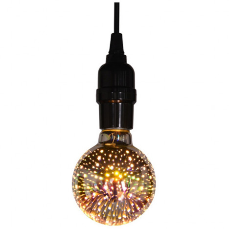 G80 Colorful 3D Glass Firework LED Bulb Christmas Decoration BLACK