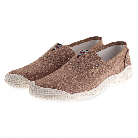 Slip-On Rivet Linen Casual Shoes ODM Designer BROWN