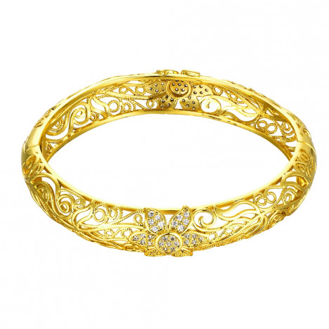 Fashion K Gold Zircon Carving Pattern Female Gold Bracelet GOLD