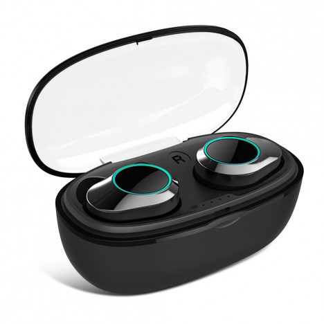 T5S BT 5.0 HiFi Quality Sound Portable Wireless Earphones with Charging Case BLACK