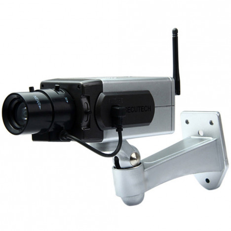 Battery Powered Practical Economic Dummy CCTV Security Camera with Activation Light SILVER
