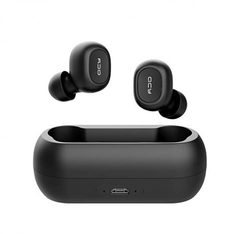 QCY T1C True Wireless Smart Earbud Headphones Bluetooth 5.0 Hi-Fi Headset Earphones BLACK