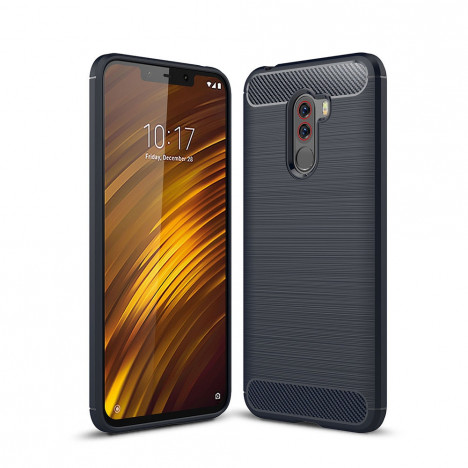 Luxury Carbon Fiber TPU Soft Case for Xiaomi Pocophone F1 MIST BLUE