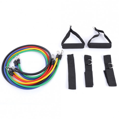 11pcs / Set Tube Exercise Stretched Bands Elastic Training Pull Rope Yoga Pilate Workout Cordage MULTI-A