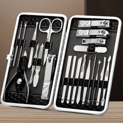 Manicure Set kit Pedicure Scissor Tweezer Knife Ear pick Utility Nail Clipper Stainless steel Nail Care Tool Sets Upgrade