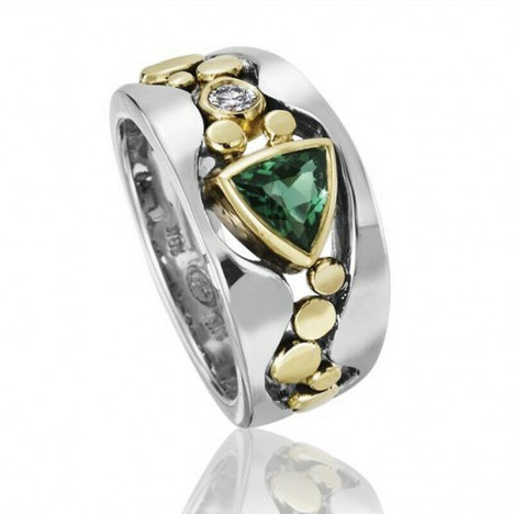 Elegant Two Tone 925 Silver Rings for Women Blue Sapphire Ring Size 6-10