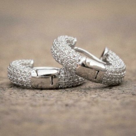 Fashion 925 Silver Hoop Earrings for Women/Men White Sapphire Wedding Earrings
