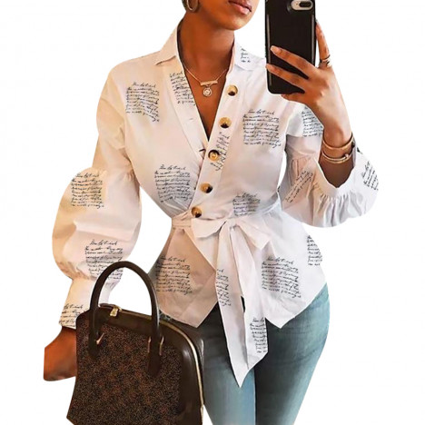 Long Sleeve Fashion Women V Neck Tops And Blouses blusas mujer de moda Bandage Women Tops Streetwear Outfits Clothes