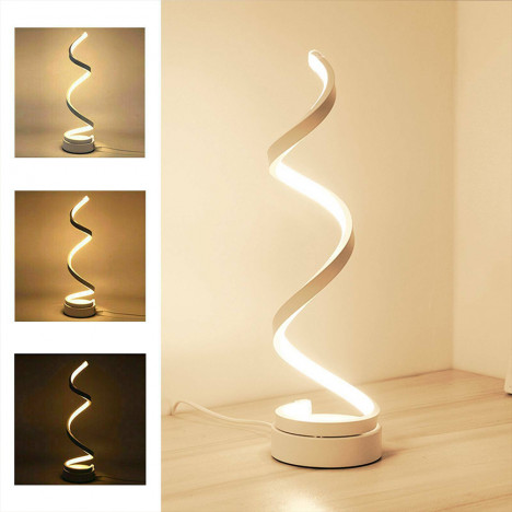 LED Table Lamp Spiral Desk Lamp Warm White Modern Reading Light Bedside Room