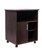 Printer Stand with Door Storage Office Cabinet, Wooden Under Desk Printer Cart Cabinet with Wheels Brown Color
