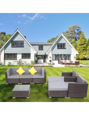 Patio PE Wicker Rattan Corner Sofa 8 Pieces Set
