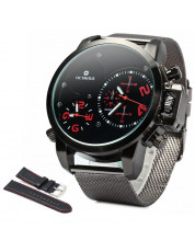 OCTAVIUS Male Quartz Watch Double Movt with Steel Net Band BLACK