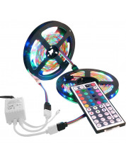 2x5M 2835 300 LEDs RGB Strips with IR 44 Key Double Outlet Controller DC12V MULTI