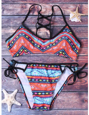 Ethnic Printed Strappy Bikini Set for Women COLORMIX