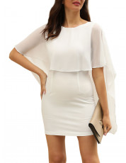 Open Back Popover Bodycon Dress WHITE