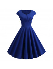 Sweetheart Neck Vintage Fit and Flare Dress COBALT BLUE