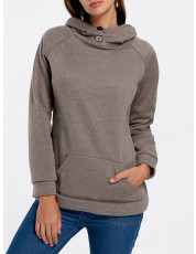 Kangaroo Pocket Raglan Sleeve Hoodie KHAKI