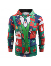 Funny Christmas Elements Blazer Print Hoodie MULTI