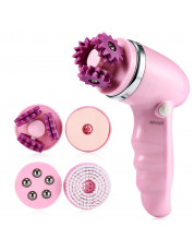 4 in 1 Electric Face Cleaner Facial Exfoliator Beauty Massager LIGHT PINK