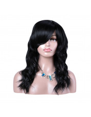 Long Black Curly Synthetic Hair Wig for Women Heat Resistance BLACK