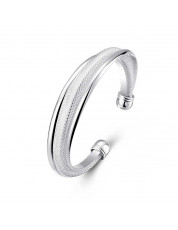 Diagonal Mesh Bracelet Stylish Geometric Silver Bracelet SILVER
