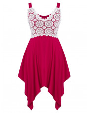 Plus Size Lace Crochet Handkerchief Tank Top RED WINE