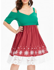 Plus Size Christmas Vintage Dress MULTI