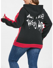Plus Size Letter Printed Halloween Hoodie RED