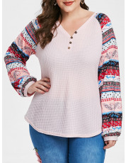 Plus Size Raglan Sleeve Printed Tunic T Shirt PIG PINK