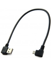 U2 - 301 25cm USB 2.0 A Type Male Left / Right Angle to Micro USB Male 90 Degree Right Angle Cable BLACK