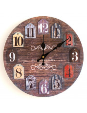 Classics Analog Number Round Wood Wall Clock ROSEWOOD