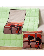Fashion Cartoon Pattern Multifunction 2 in 1 Folding Cushion Quilt COLORMIX