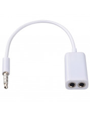 3.5mm Double Jack Splitter Audio Share Music Cable Adapter for Earphones WHITE
