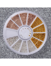 3D Micro Beads Nail Art Rhinestones Caviar Tips Decoration Manicure DIY Wheel