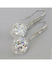Elegant 925 Silver Drop Earrings for Women White Sapphire Jewelry A Pair/set