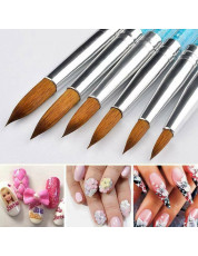 6pcs/set Pure 100% Kolinsky Sable Acrylic Nail Brush Crimped Metal Round Handle