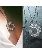 Fashion Leaf 925 Silver Necklace Pendant Women White Sapphire Wedding Jewlery