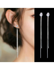 Fashion Long Drop Earrings Women 925 Silver,Gold White Sapphire Jewelry A Pair