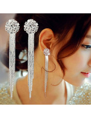 Gorgeous Long Tassel Stud Earrings for Women 925 Silver Earrings A Pair/set