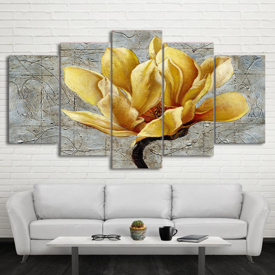 5Pcs Flower Modern Canvas Print Painting Wall Art Home Picture Decor Unframed