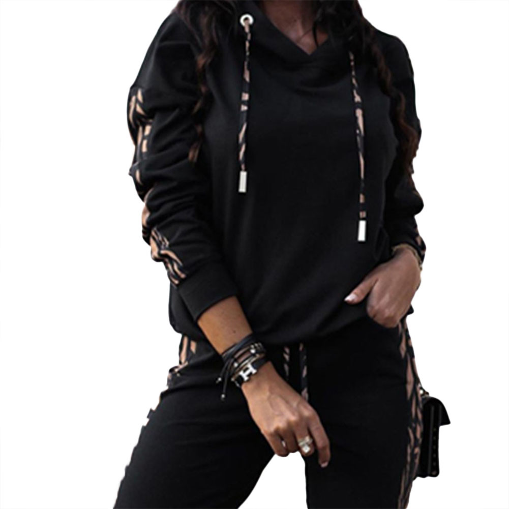 2020Autumn Women's Fashion 2 Piece Set Tracksuit Long Sleeve Patchwork Top + Pants Jogging Female Suits Sportswear Sports Hot
