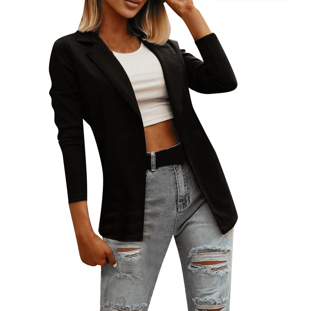 Women Autumn Solid White Black Business Female Blazer Jacket Casual Fall Long Sleeve Work Suit Office Lady Slim Blazers Coat Top
