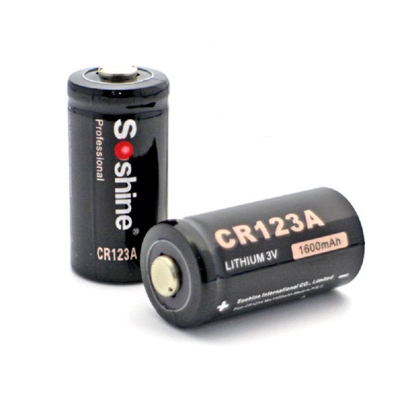 Soshine CR123A Disposable Battery 3.0V 1600mAh for Camera 2PCS BLACK