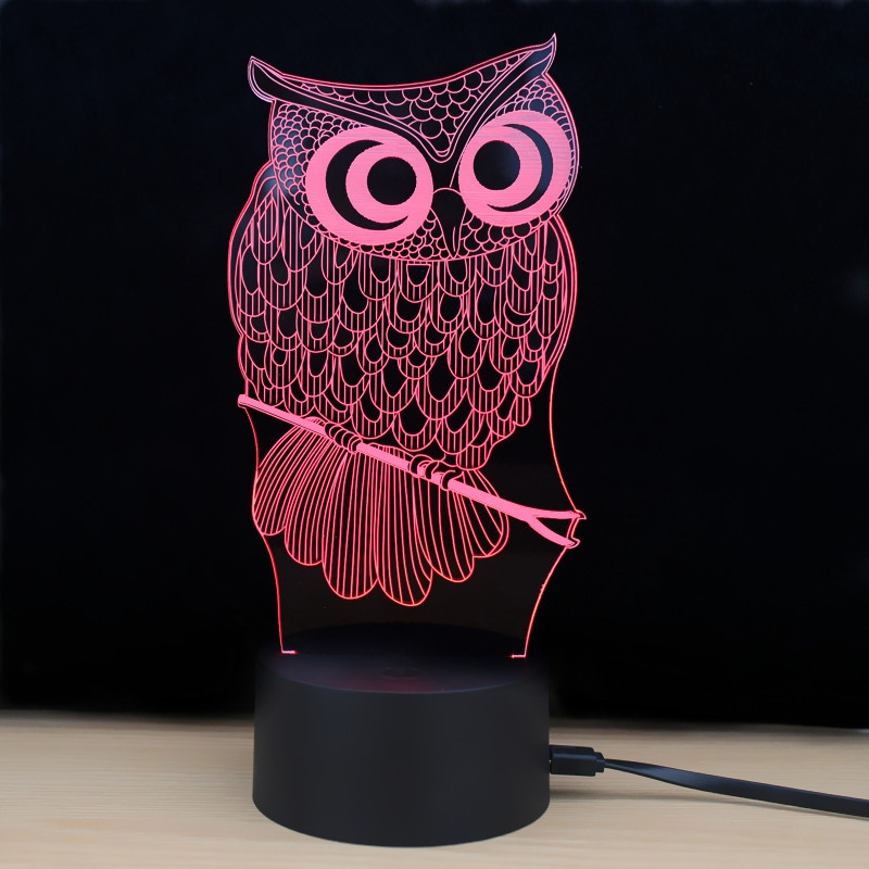 Shining Td182 Led Lamp 7 Color Changing LED 3D Lamp Owl Touch Atmosphere Night Light COLORFUL