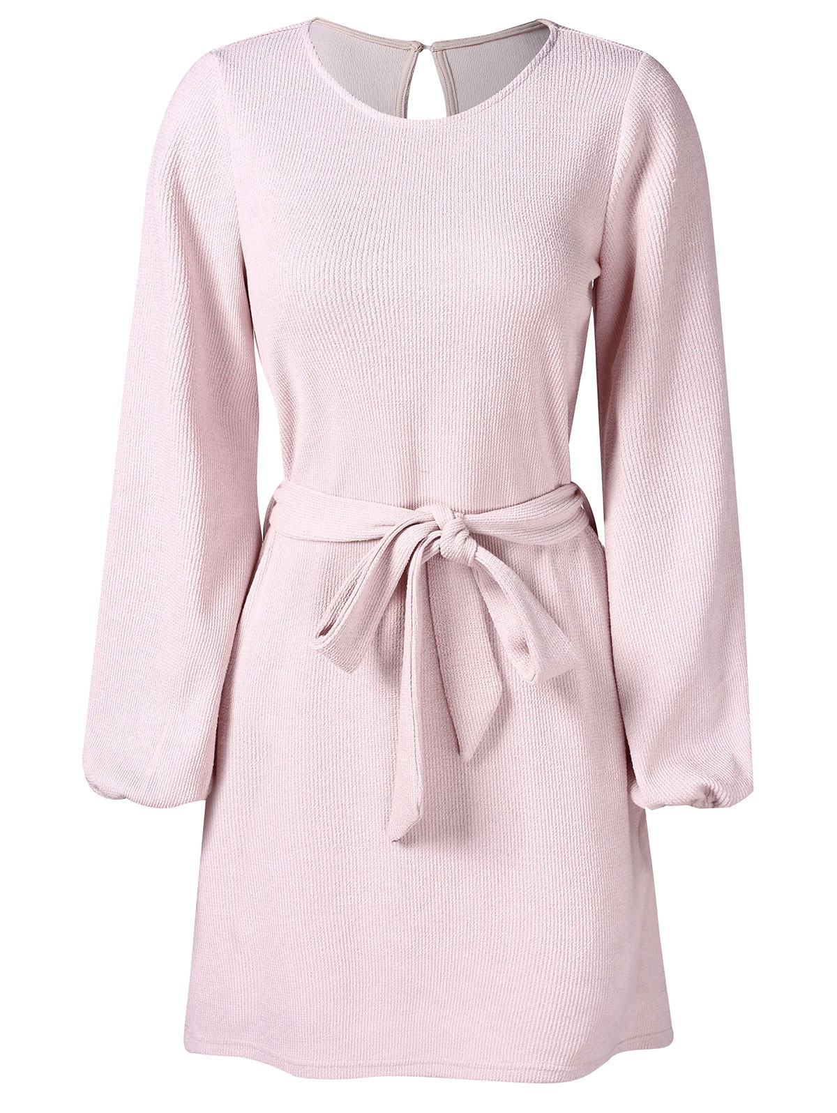 Keyhole Back Long Sleeve Dress LIGHT PINK
