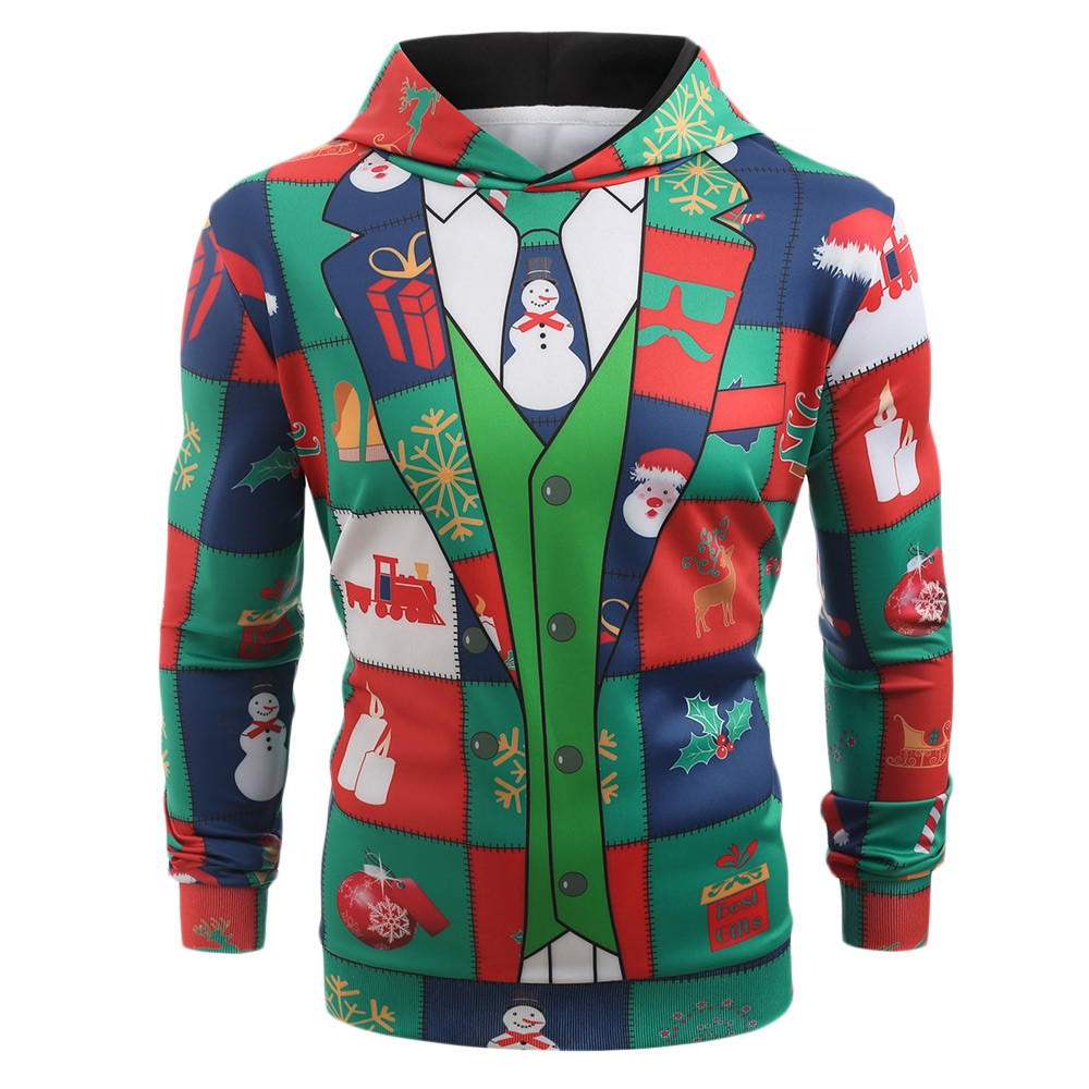 Funny Christmas Elements Blazer Print Hoodie MULTI