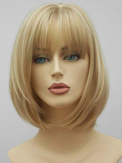 See-through Bang Short Straight Synthetic Hair MULTI